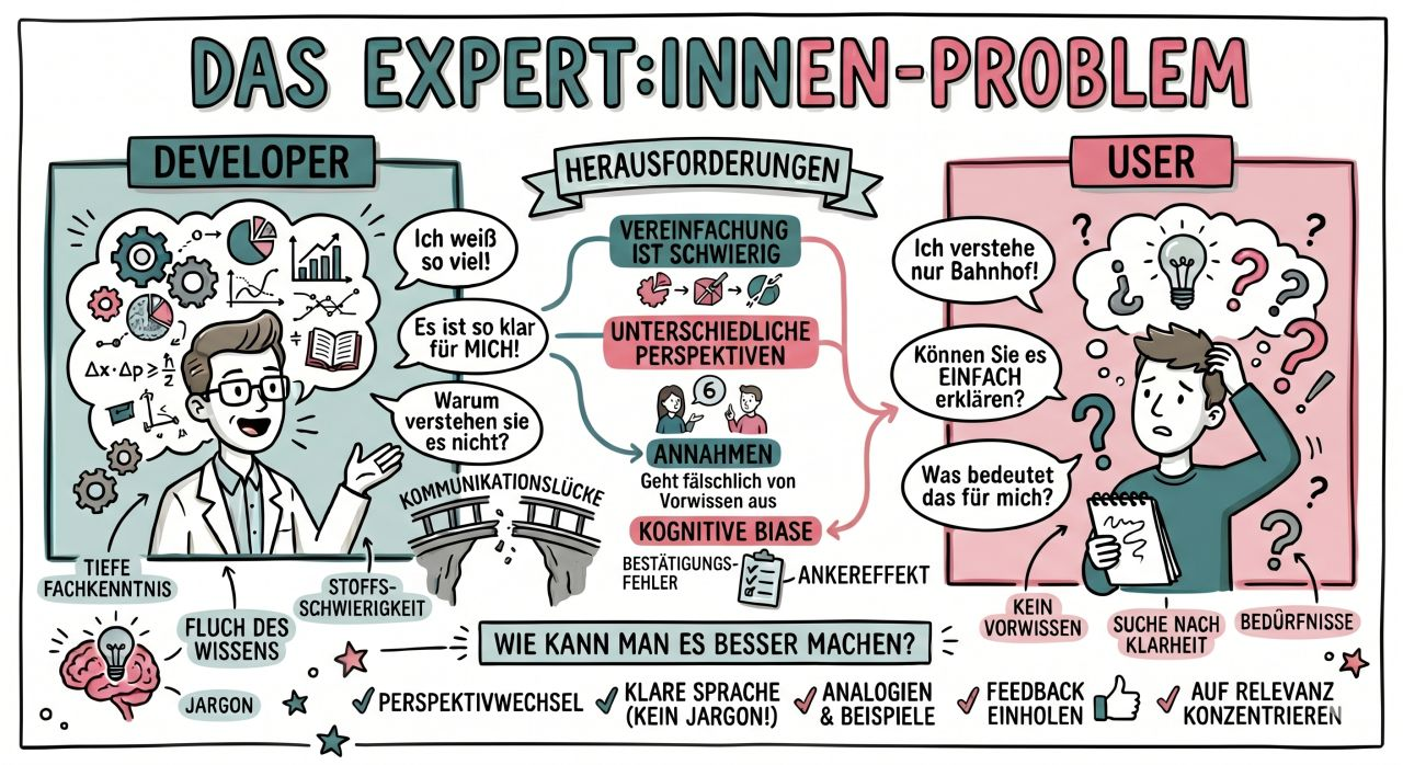 Das Expert:innen-Problem: Wer zu viel weiß, überspringt beim Erklären das Selbstverständliche.