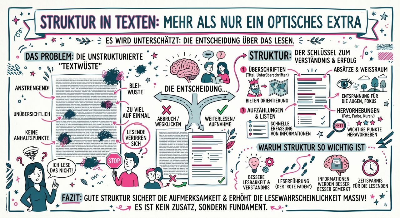 Struktur in Texten entsteht vor dem Schreiben – aus der Frage, was Lesende zur Orientierung brauchen.